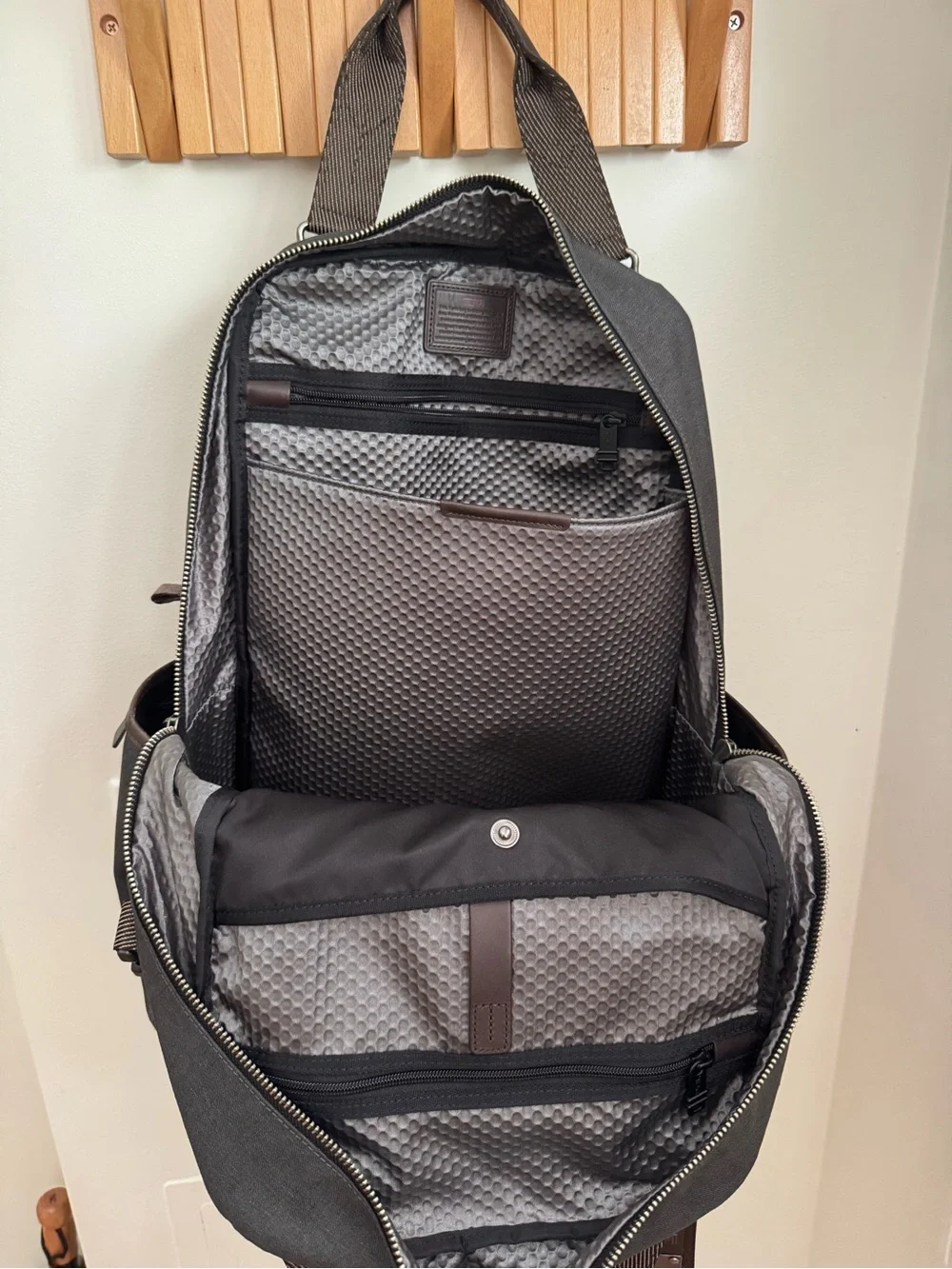 Tumi Black and Brown Men's Urban Backpack with Front Pocket